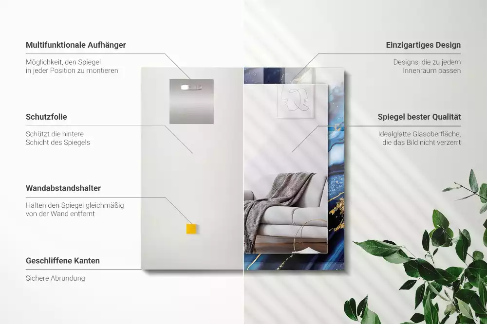 Obdélníkové dekorační zrcadlo Abstraktní mramorové umění