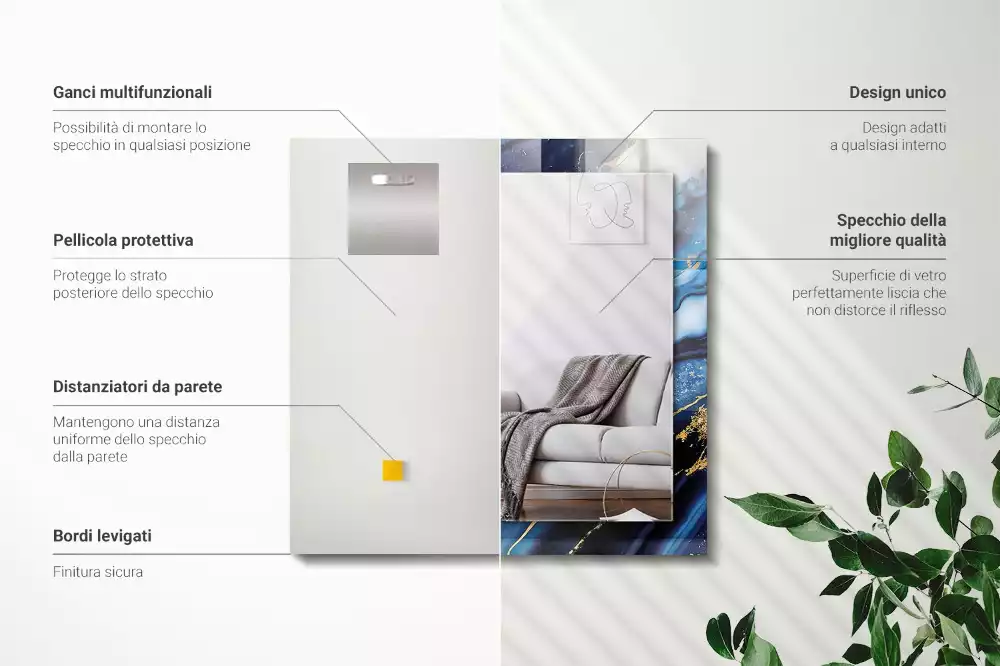 Obdélníkové dekorační zrcadlo Abstraktní mramorové umění