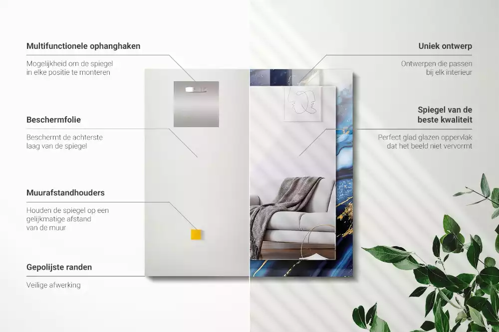 Obdélníkové dekorační zrcadlo Abstraktní mramorové umění