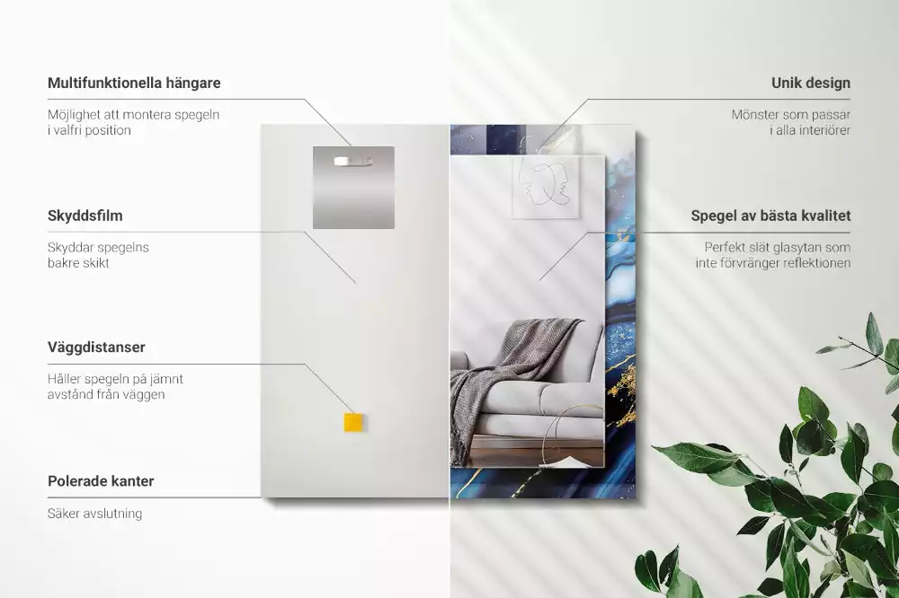 Obdélníkové dekorační zrcadlo Abstraktní mramorové umění