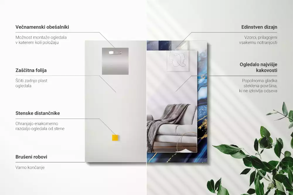 Obdélníkové dekorační zrcadlo Abstraktní mramorové umění