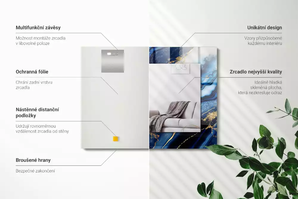 Obdélníkové dekorační zrcadlo Abstraktní mramorové umění