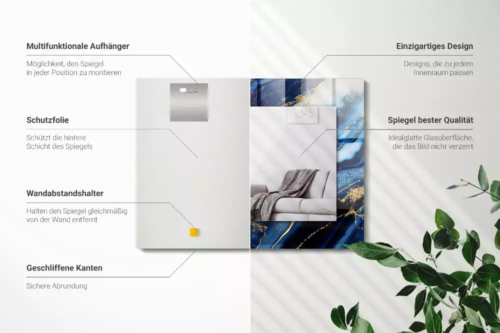 Obdélníkové dekorační zrcadlo Abstraktní mramorové umění