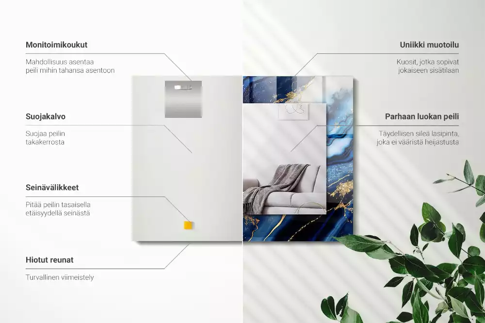 Obdélníkové dekorační zrcadlo Abstraktní mramorové umění