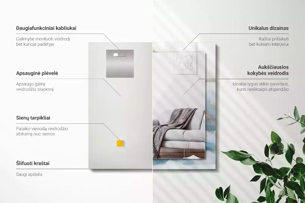 Obdélníkové dekorační zrcadlo Hory v mlze