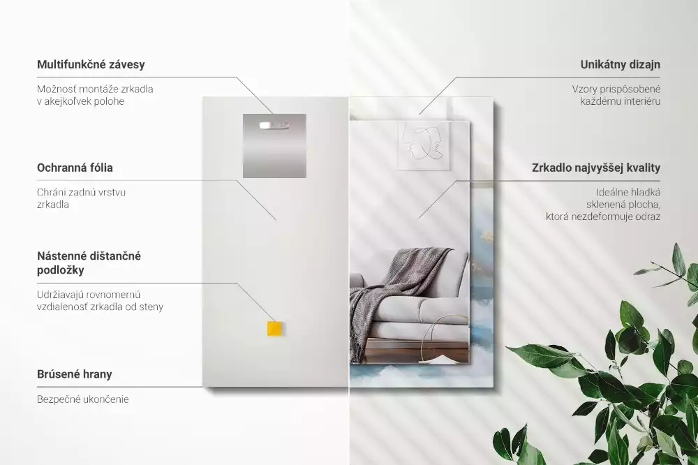 Obdélníkové dekorační zrcadlo Hory v mlze