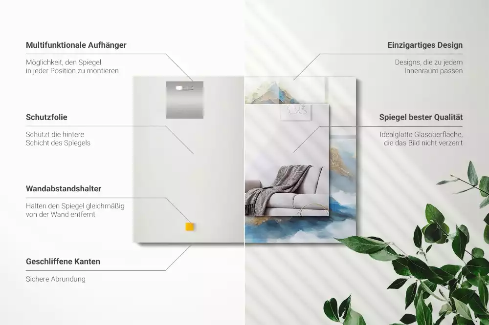 Obdélníkové dekorační zrcadlo Hory v mlze