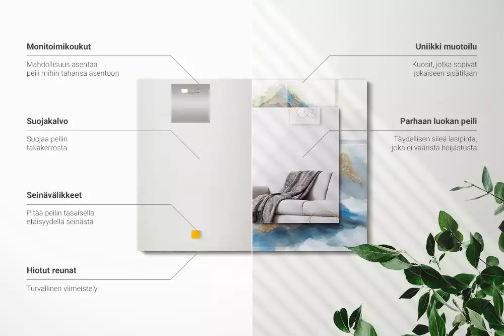 Obdélníkové dekorační zrcadlo Hory v mlze