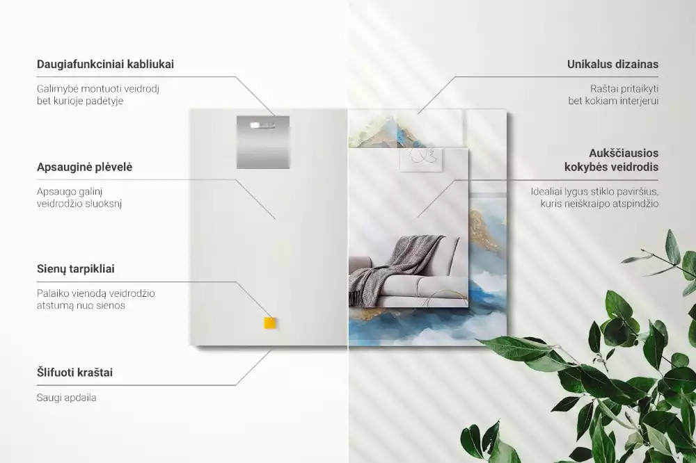 Obdélníkové dekorační zrcadlo Hory v mlze