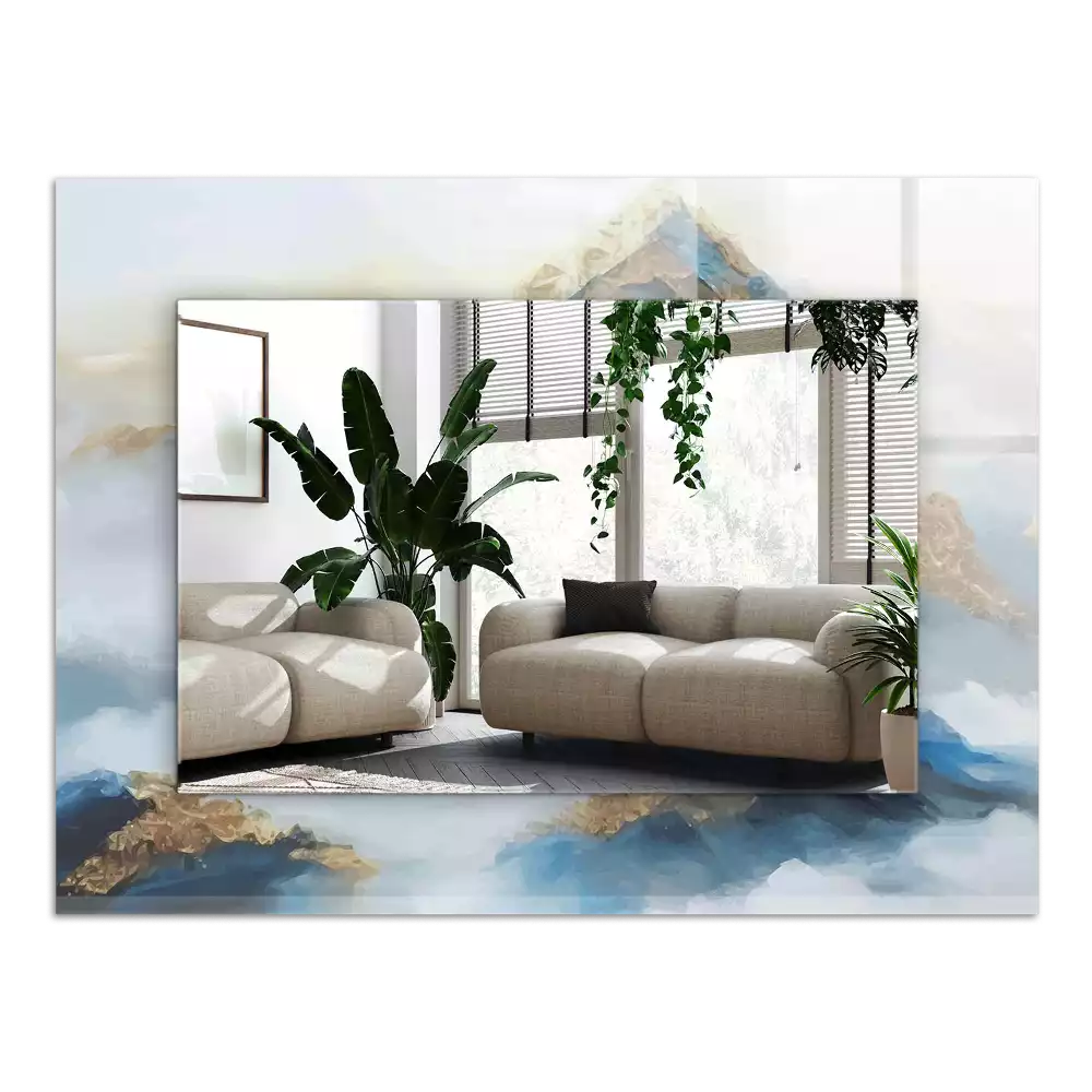 Obdélníkové dekorační zrcadlo Hory v mlze