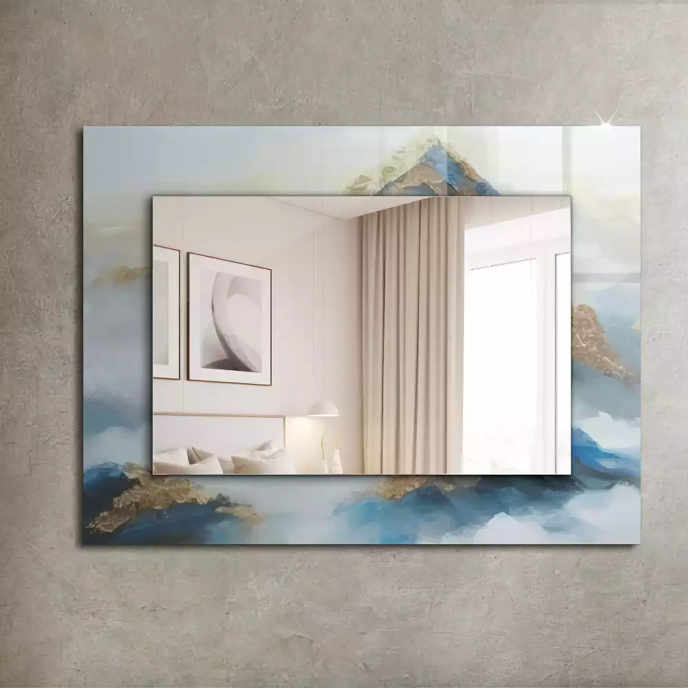 Obdélníkové dekorační zrcadlo Hory v mlze