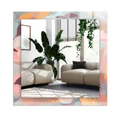 Obdélníkové dekorační zrcadlo Květiny, pastelové listy