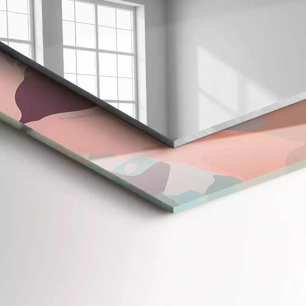 Obdélníkové dekorační zrcadlo Květiny, pastelové listy