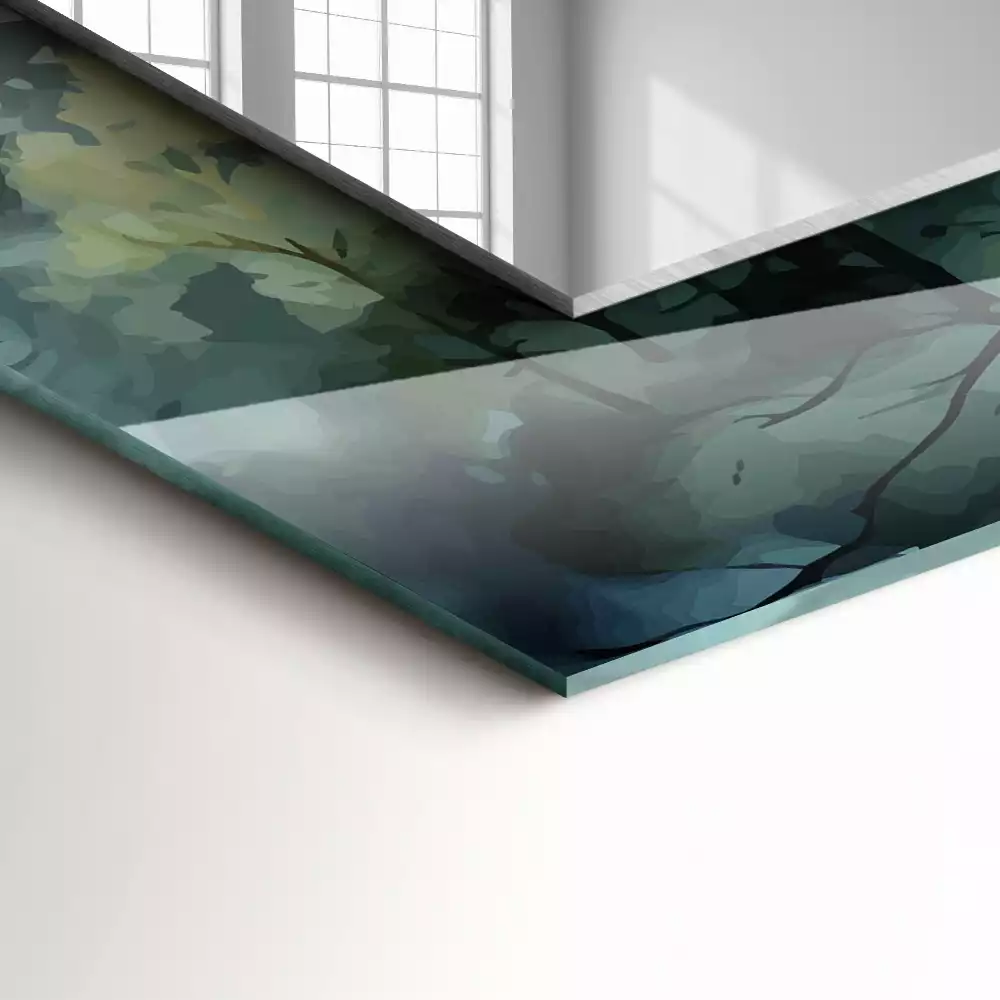 Obdélníkové dekorační zrcadlo Les v mlze