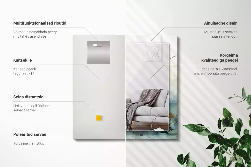 Obdélníkové dekorační zrcadlo Les v mlze