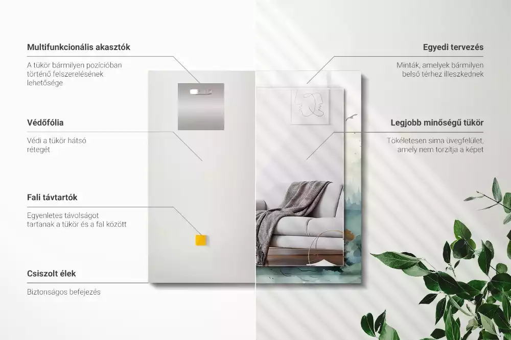 Obdélníkové dekorační zrcadlo Les v mlze