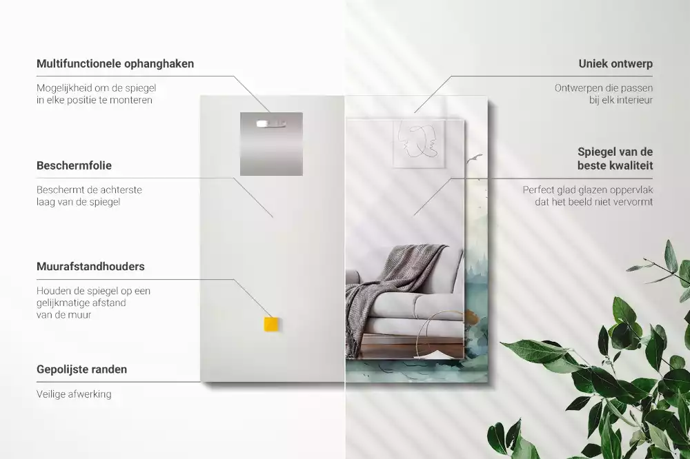 Obdélníkové dekorační zrcadlo Les v mlze