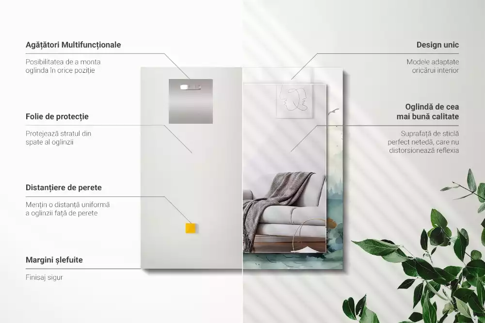 Obdélníkové dekorační zrcadlo Les v mlze