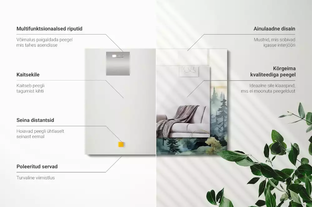 Obdélníkové dekorační zrcadlo Les v mlze