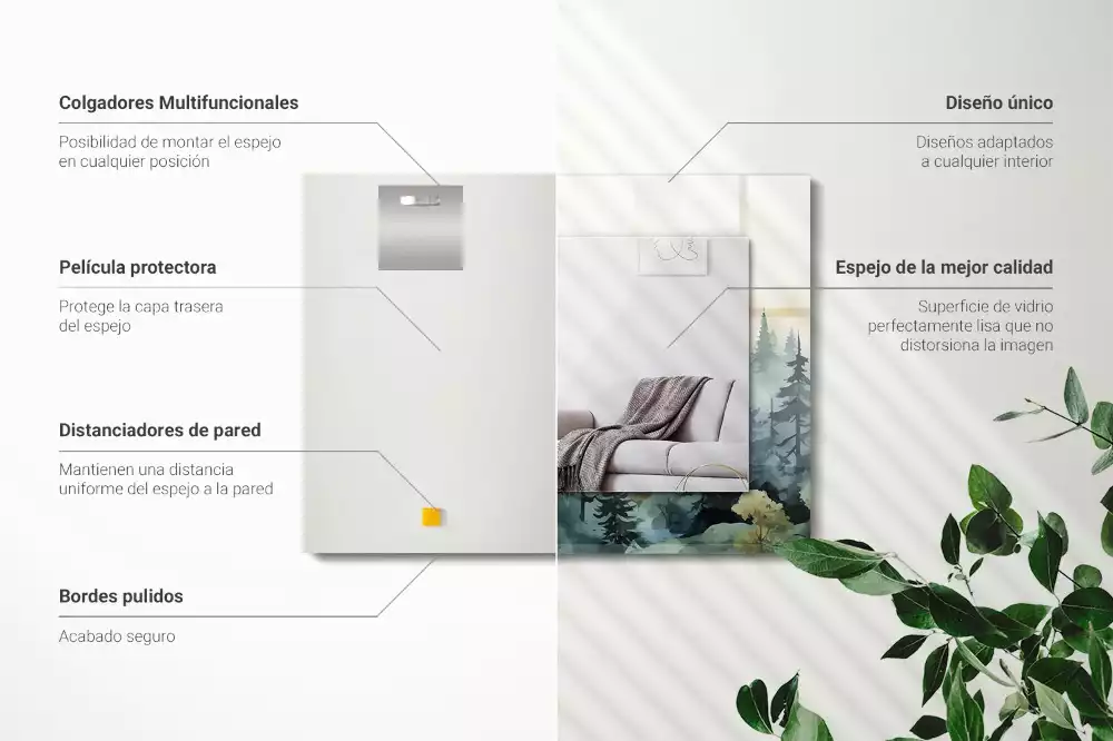 Obdélníkové dekorační zrcadlo Les v mlze