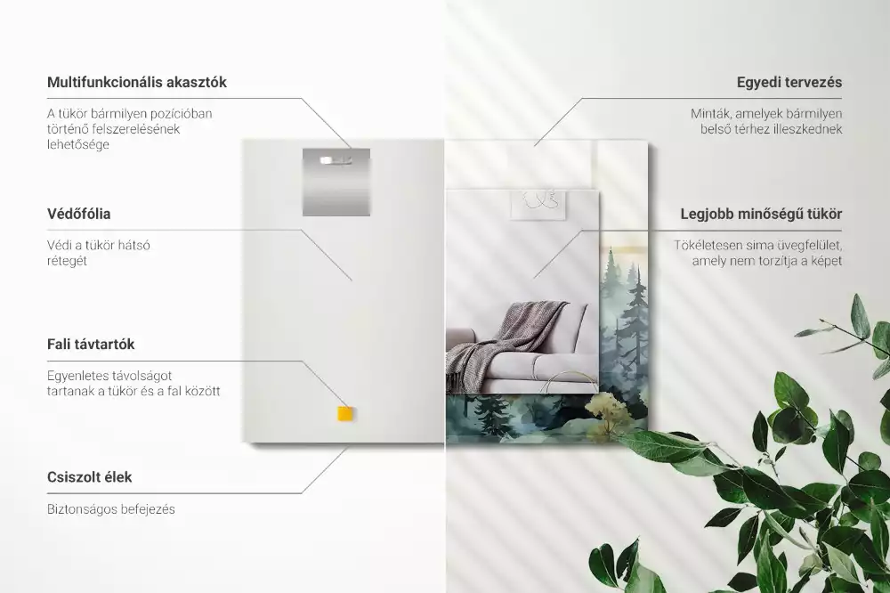 Obdélníkové dekorační zrcadlo Les v mlze