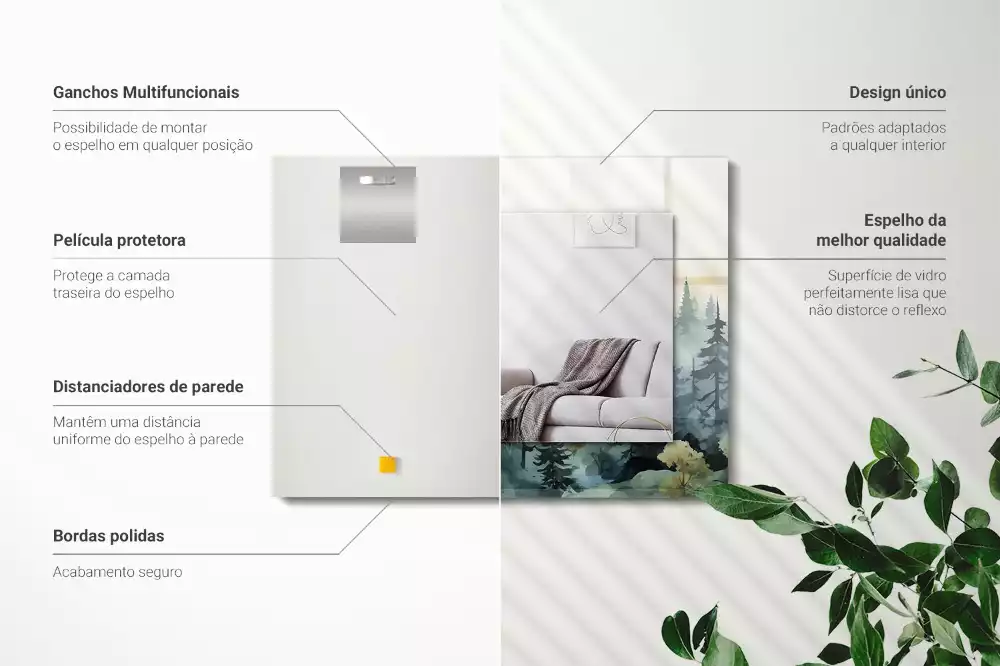 Obdélníkové dekorační zrcadlo Les v mlze