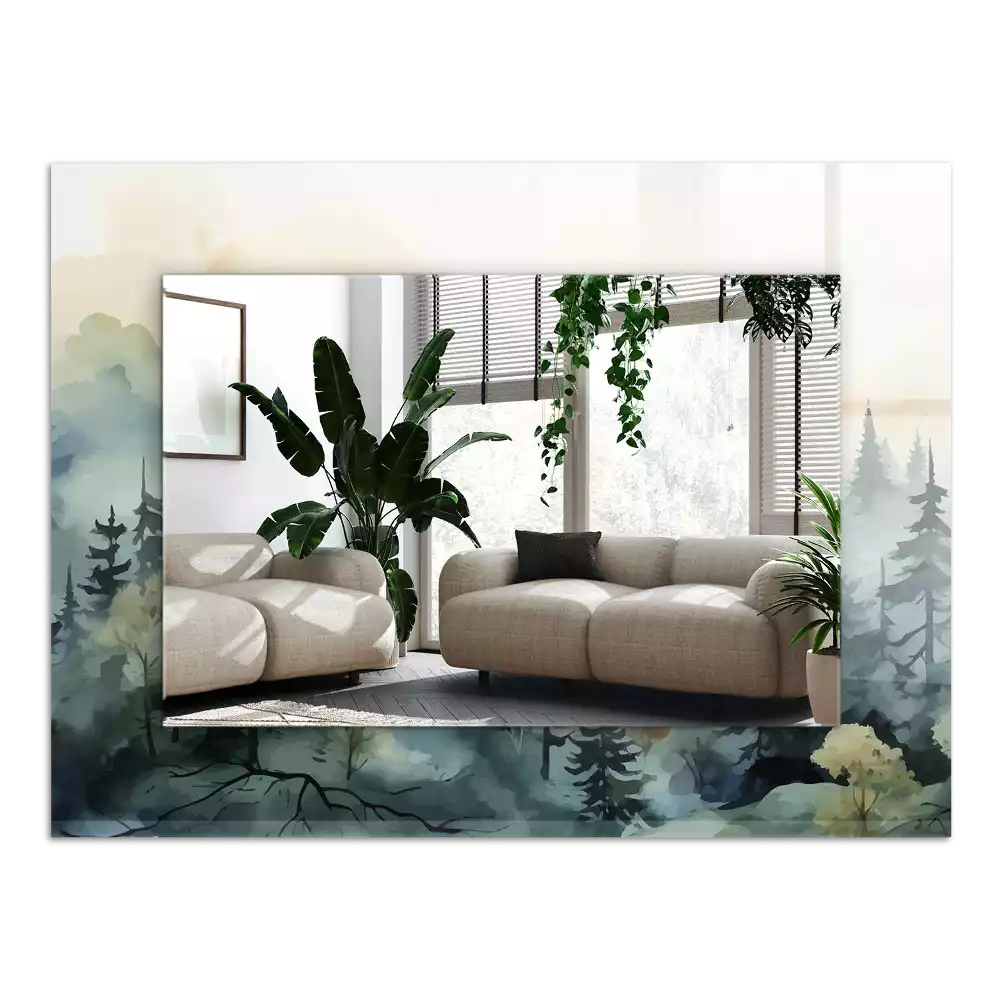 Obdélníkové dekorační zrcadlo Les v mlze