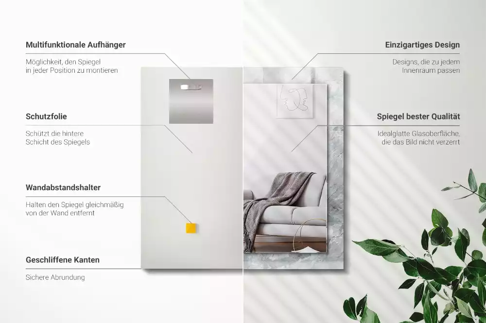 Obdélníkové dekorační zrcadlo Mramorově šedé žíly