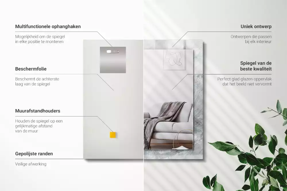 Obdélníkové dekorační zrcadlo Mramorově šedé žíly