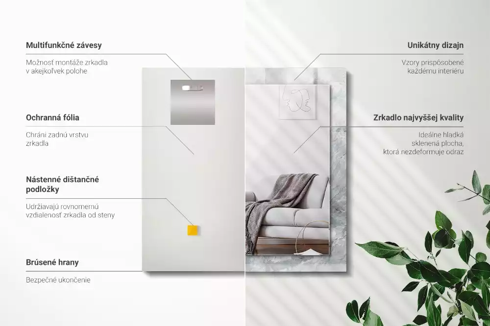 Obdélníkové dekorační zrcadlo Mramorově šedé žíly