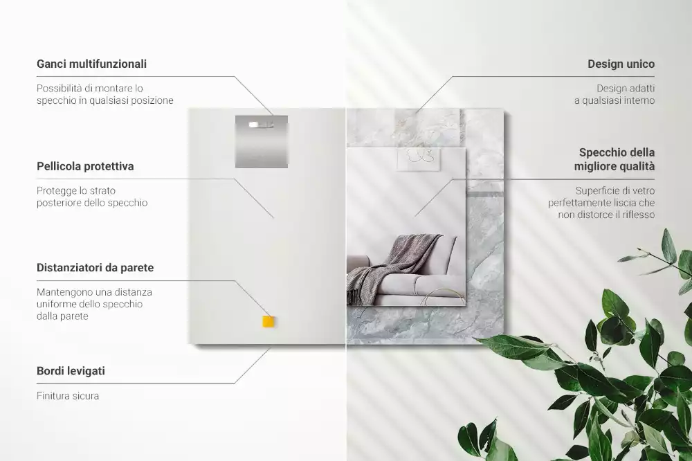 Obdélníkové dekorační zrcadlo Mramorově šedé žíly