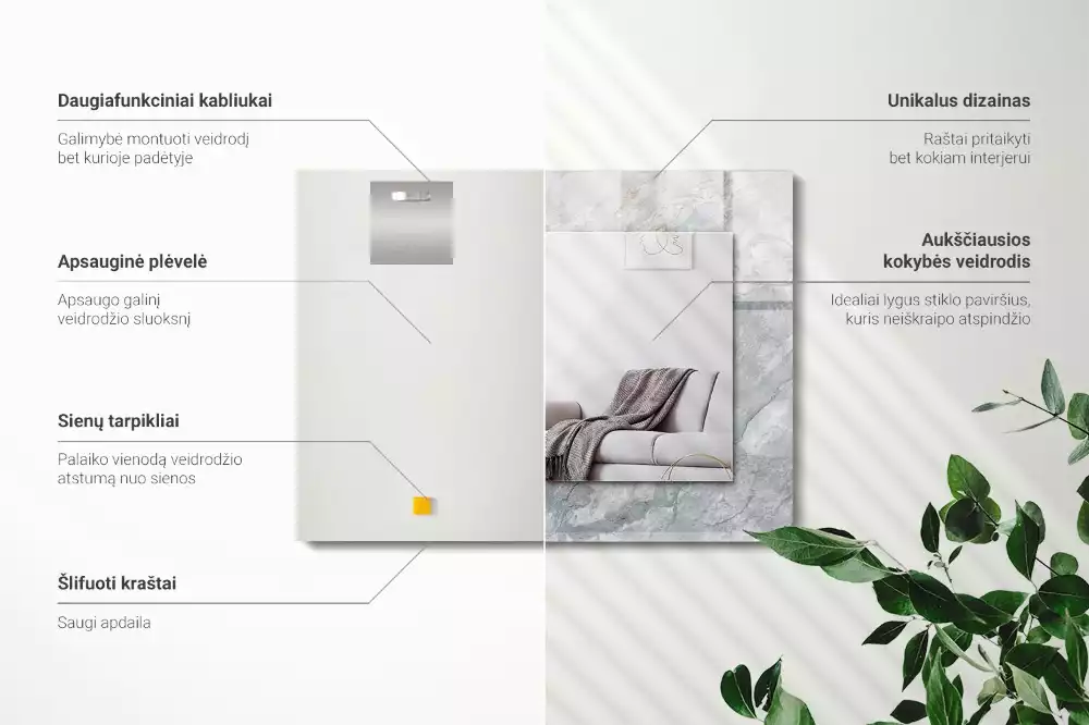 Obdélníkové dekorační zrcadlo Mramorově šedé žíly