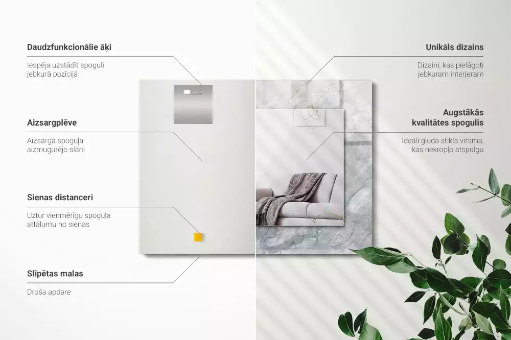 Obdélníkové dekorační zrcadlo Mramorově šedé žíly