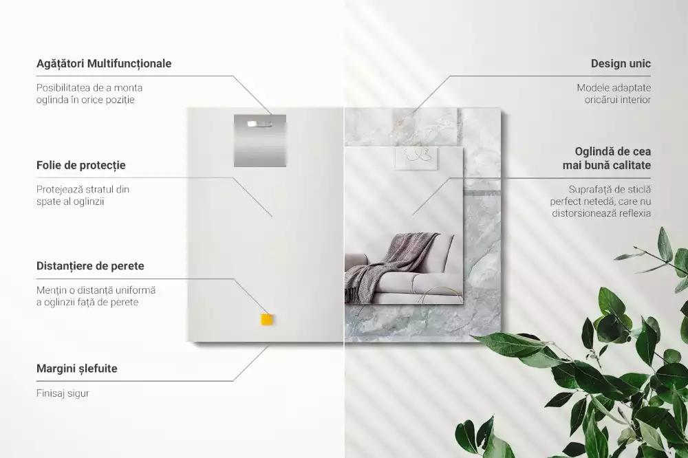 Obdélníkové dekorační zrcadlo Mramorově šedé žíly