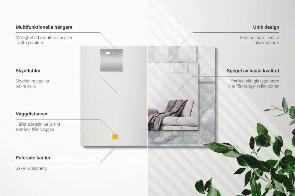 Obdélníkové dekorační zrcadlo Mramorově šedé žíly