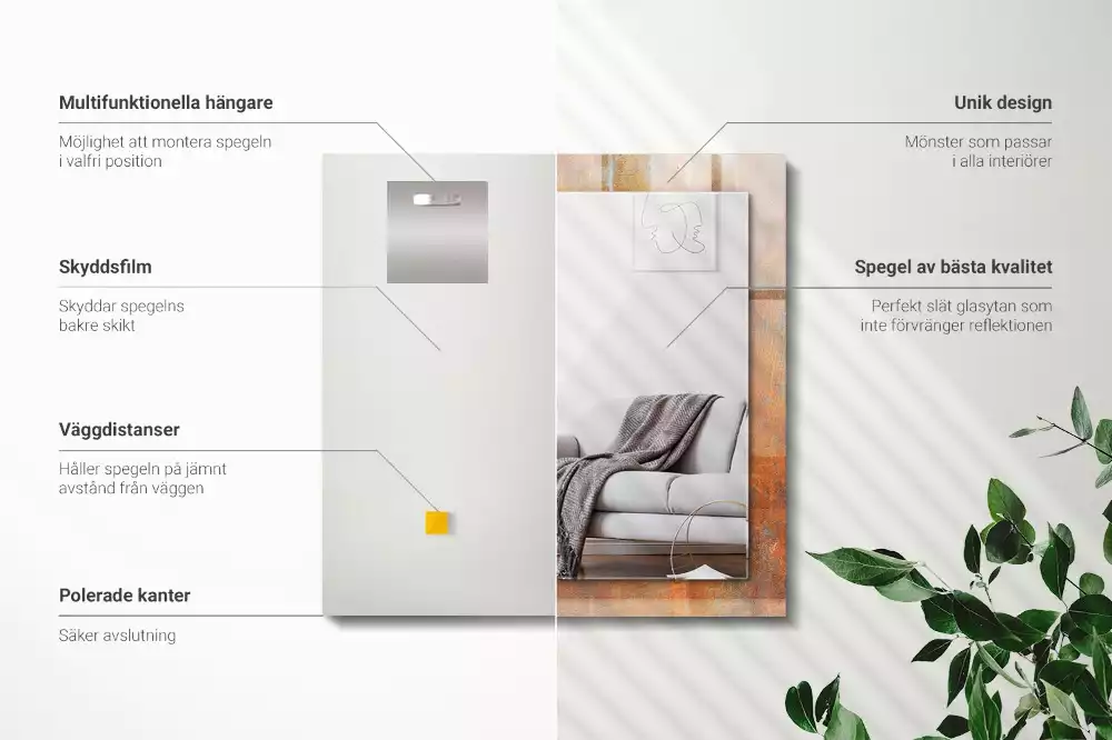 Obdélníkové dekorační zrcadlo Rez kovový povrch