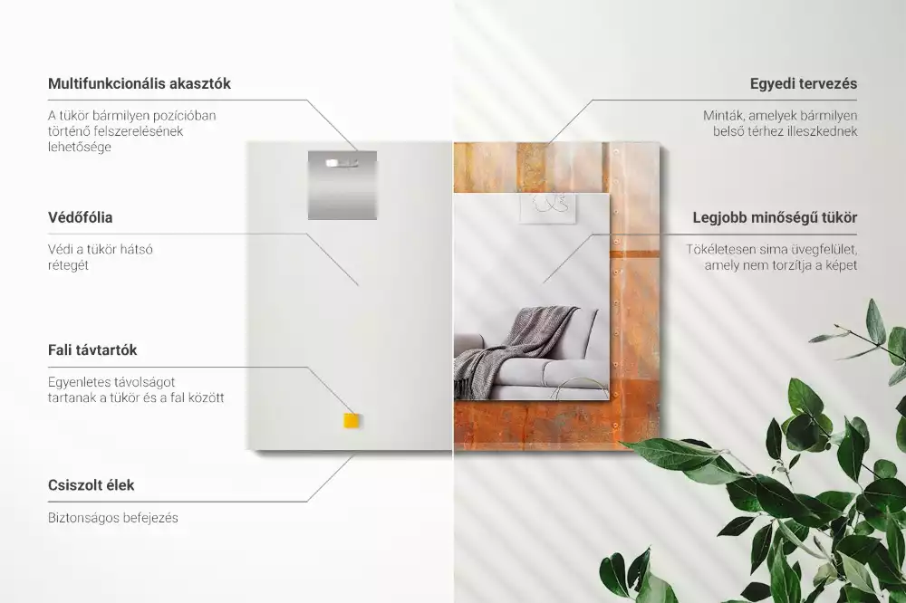 Obdélníkové dekorační zrcadlo Rez kovový povrch