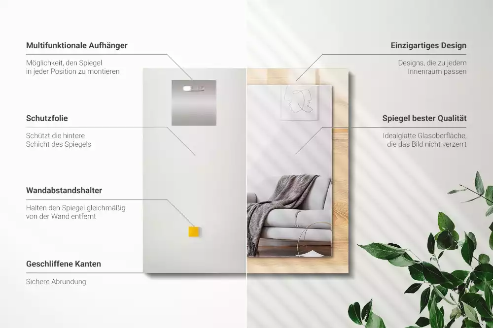 Obdélníkové dekorační zrcadlo Dřevěná deska textura