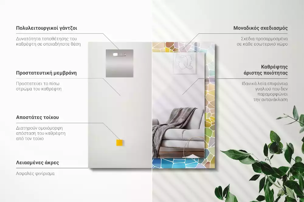 Obdélníkové dekorační zrcadlo Barevná abstraktní mozaika