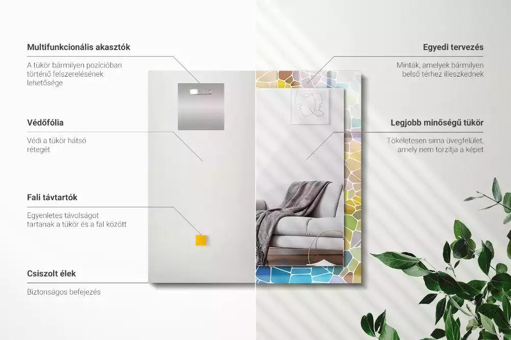 Obdélníkové dekorační zrcadlo Barevná abstraktní mozaika