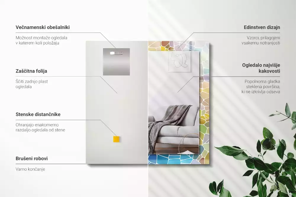Obdélníkové dekorační zrcadlo Barevná abstraktní mozaika