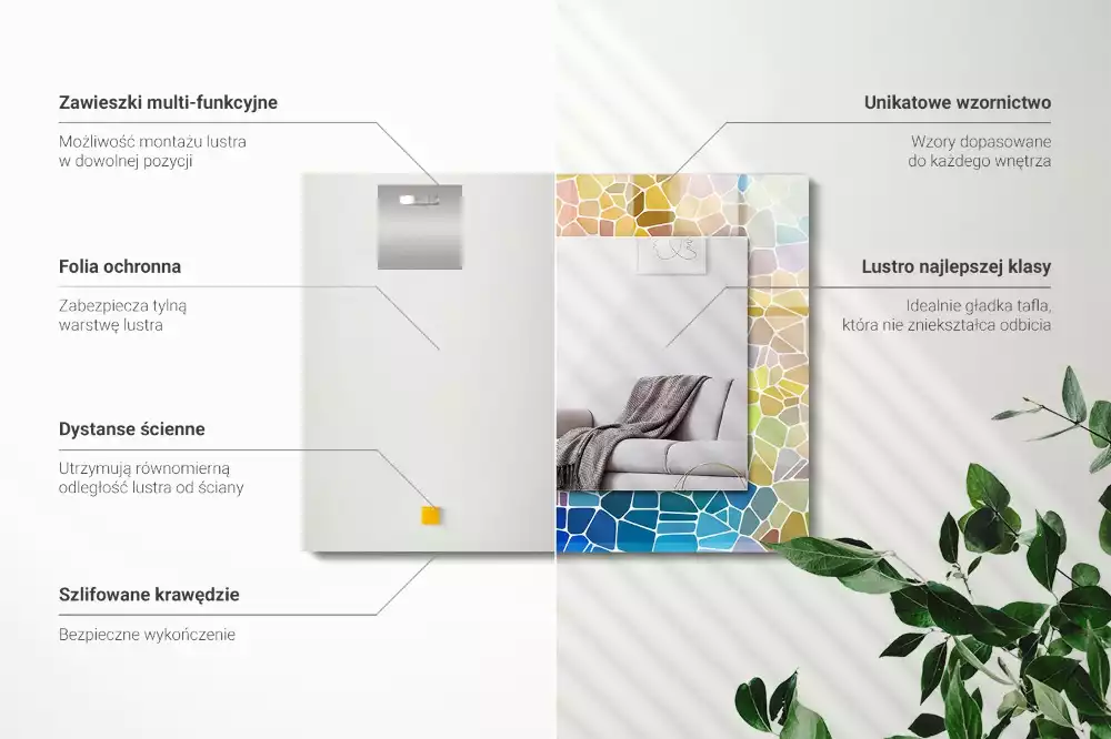 Obdélníkové dekorační zrcadlo Barevná abstraktní mozaika