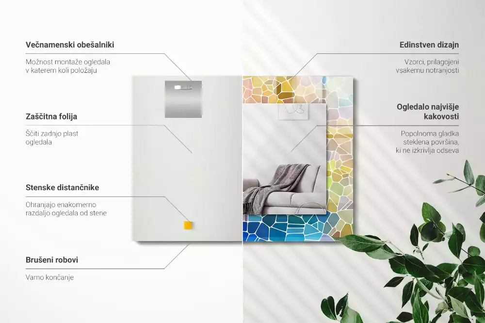 Obdélníkové dekorační zrcadlo Barevná abstraktní mozaika