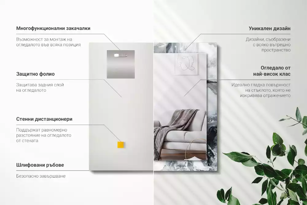 Obdélníkové dekorační zrcadlo Abstraktní malba kompozice