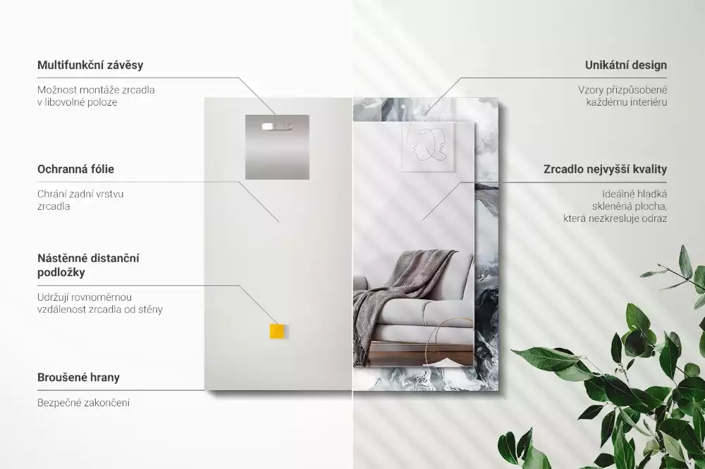 Obdélníkové dekorační zrcadlo Abstraktní malba kompozice