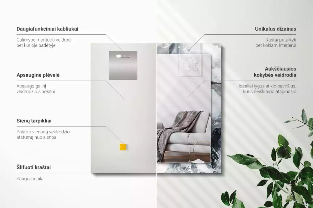 Obdélníkové dekorační zrcadlo Abstraktní malba kompozice