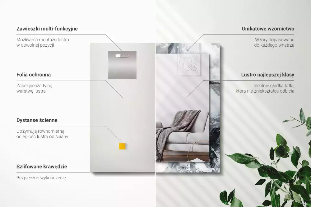 Obdélníkové dekorační zrcadlo Abstraktní malba kompozice