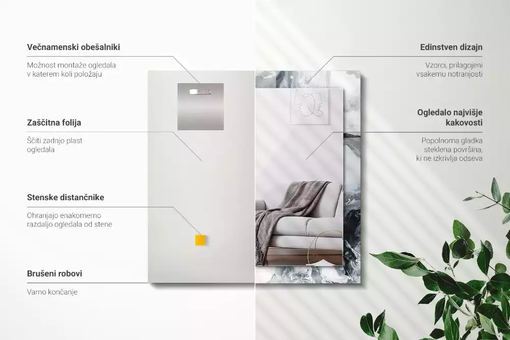 Obdélníkové dekorační zrcadlo Abstraktní malba kompozice