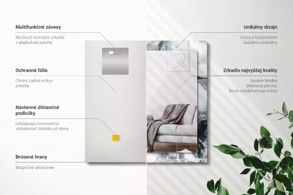 Obdélníkové dekorační zrcadlo Abstraktní malba kompozice