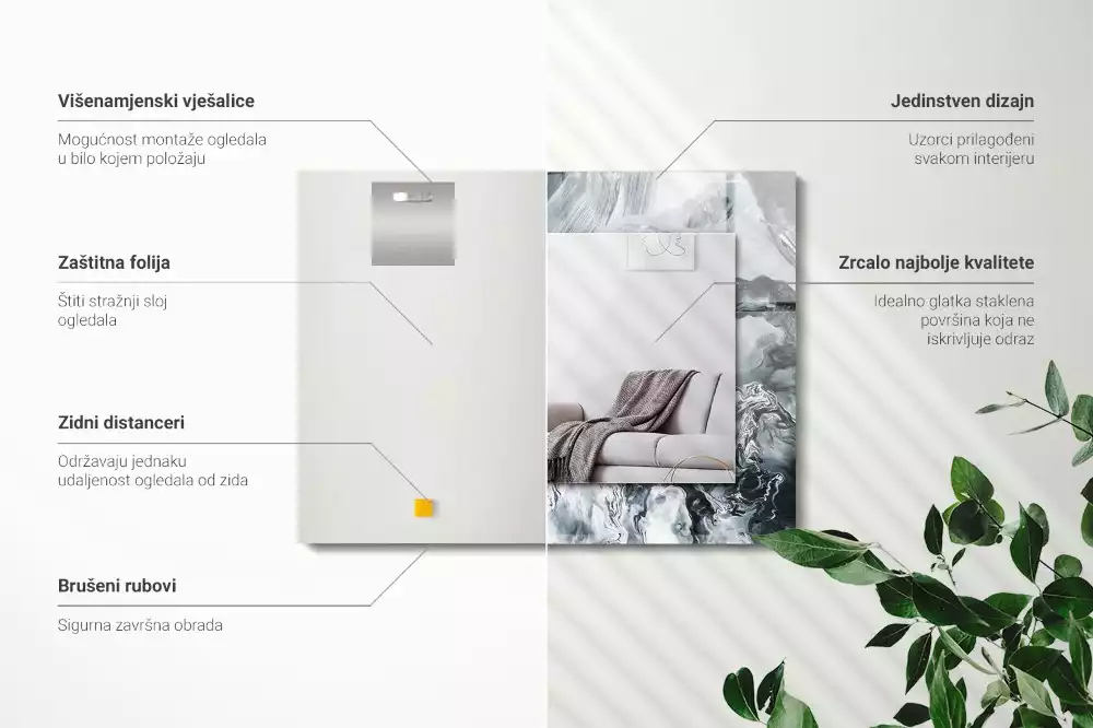 Obdélníkové dekorační zrcadlo Abstraktní malba kompozice